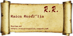 Raics Rozália névjegykártya